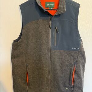 Orvis Orange and Gray Fleece Vest